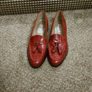 Talbots Red Snake Print Loafers Women 8 N